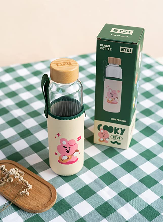 Golden Discs Posters & Merchandise BT21 Official Merchandise Cooky Glass Water Bottle - 500ml / 17oz [Bottle]