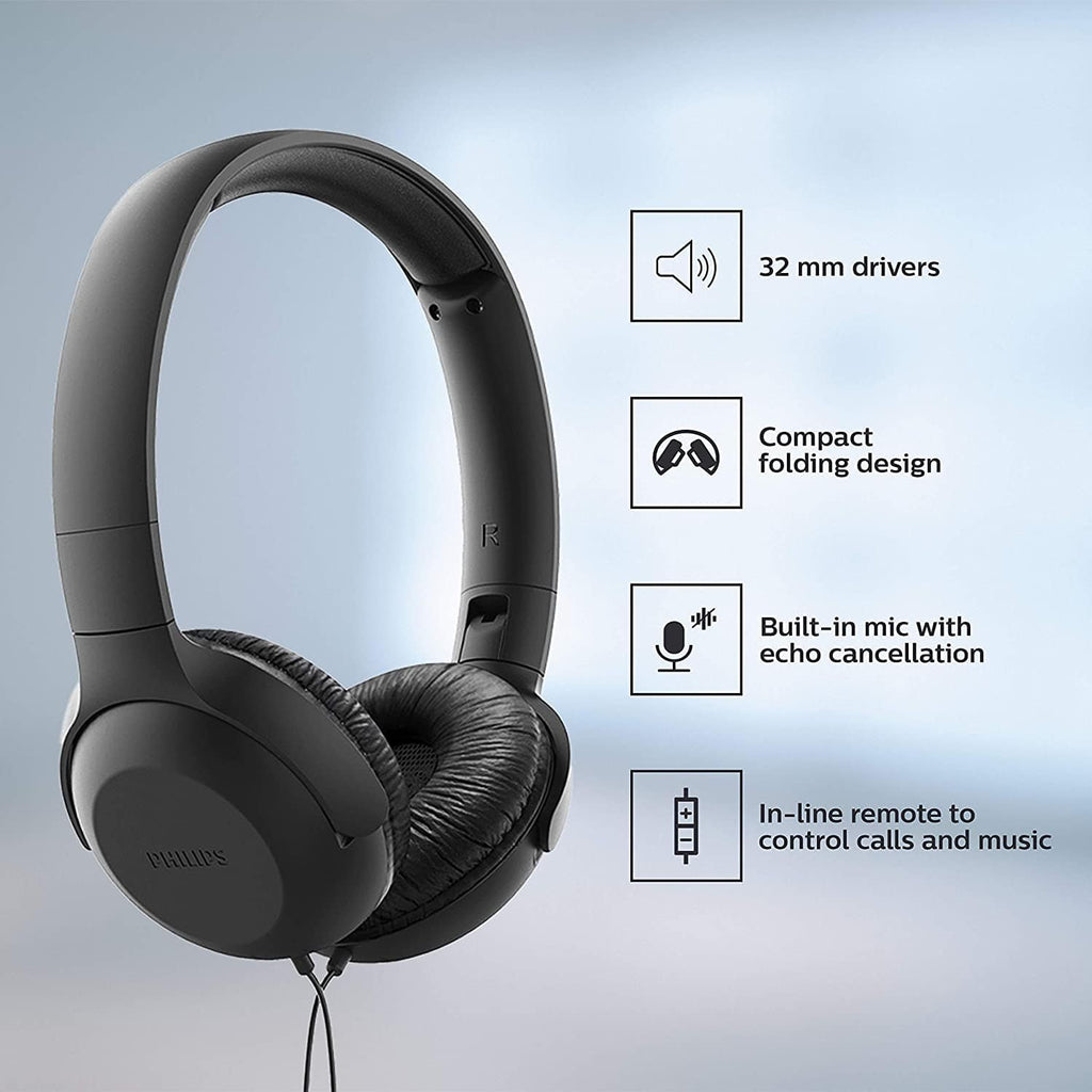 Golden Discs Accessories Philips On Ear Headphones UH201BK/00 Headphones with Cable, Black [Accessories]