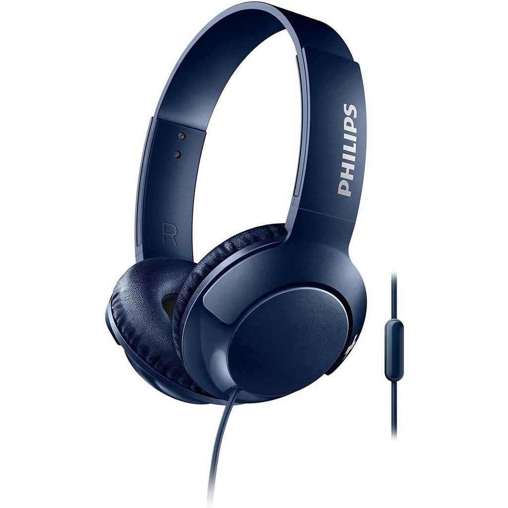 Golden Discs Accessories Philips SHL3075BL BASS+ On-Ear Headphones with Mic - Blue [Accessories]