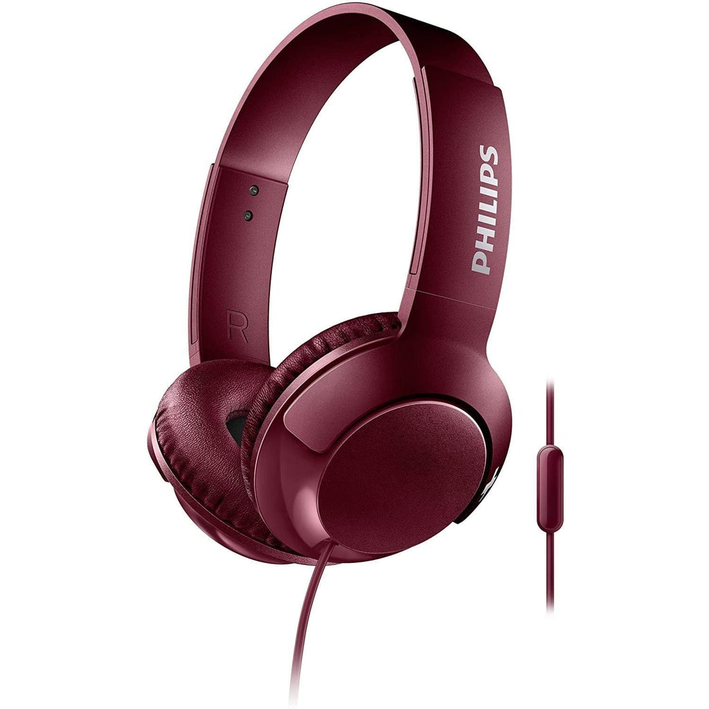 Golden Discs Accessories Philips SHL3075RD BASS+ On-Ear Headphones with Mic - Red [Accessories]