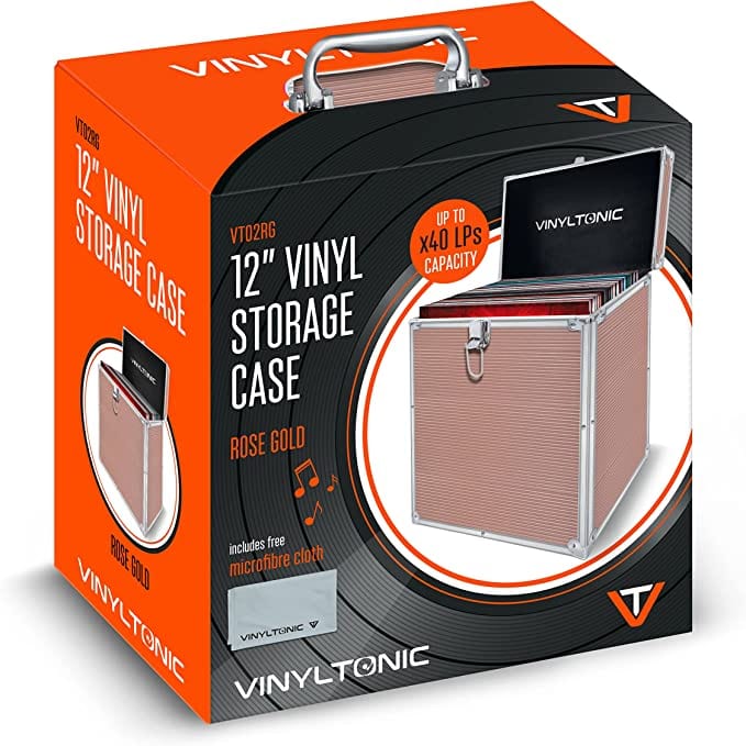 Golden Discs Accessories Vinyl Tonic 7" Or 12" Vinyl LP Storage Case, Rose Gold [Accessories]