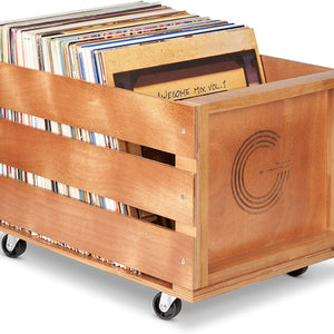 Golden Discs Accessories Legend Vinyl Wooden Vinyl Record Storage Crate on Wheels [Accessories]