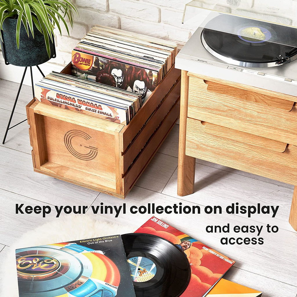 Golden Discs Accessories Legend Vinyl Wooden Vinyl Record Storage Crate on Wheels [Accessories]