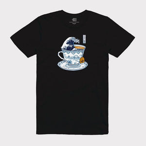 Golden Discs T-Shirts The Great Kanagawa Tea - Black - Large [T-Shirts]
