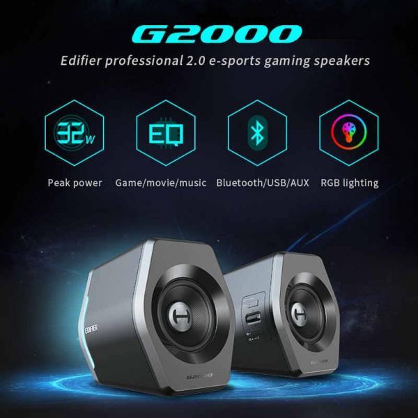 Golden Discs Tech & Turntables Edifier G2000 Active Gaming Speakers PC or Console with Bluetooth, RGB Lights & AUX Input[Tech & Turntables]
