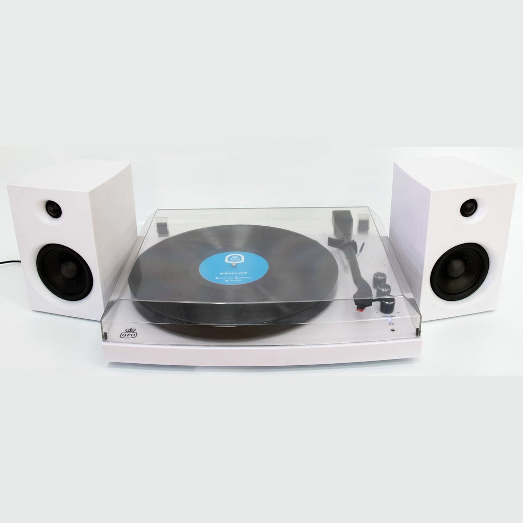 Golden Discs Tech & Turntables GPO Piccadilly - Bluetooth Turntable With Speakers (White) [Tech & Turntables]