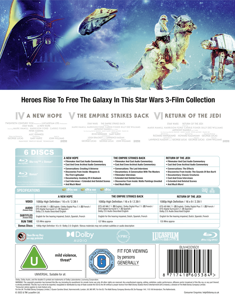 Golden Discs Blu-ray Star Wars Trilogy: Episode IV V VI [Blu-ray]